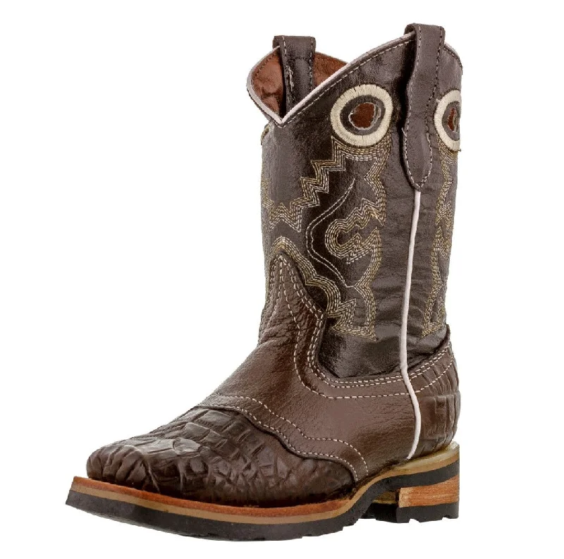 Men's cowboy boots with a leather lining for comfortKids Brown Crocodile Belly Print Cowboy Boots - Square Toe Men's cowboy boots with a leather lining for comfortKids Brown Crocodile Belly Print Cowboy Boots - Square Toe