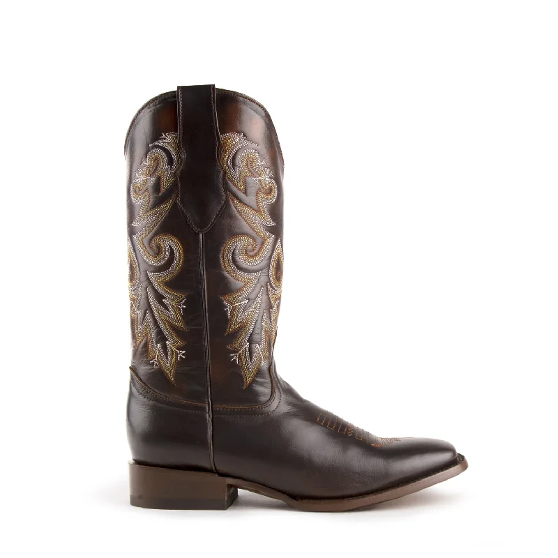 Vintage - style men's cowboy boots with a square toeFerrini Mens Chocolate Leather Tundra S-Toe Western Cowboy Boots Vintage - style men's cowboy boots with a square toeFerrini Mens Chocolate Leather Tundra S-Toe Western Cowboy Boots