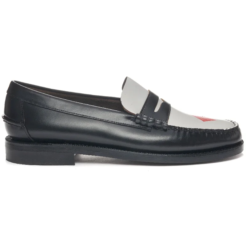 Men's loafers with a smooth leather finishClassic Dan Gambling - Black / White / Red Men's loafers with a smooth leather finishClassic Dan Gambling - Black / White / Red