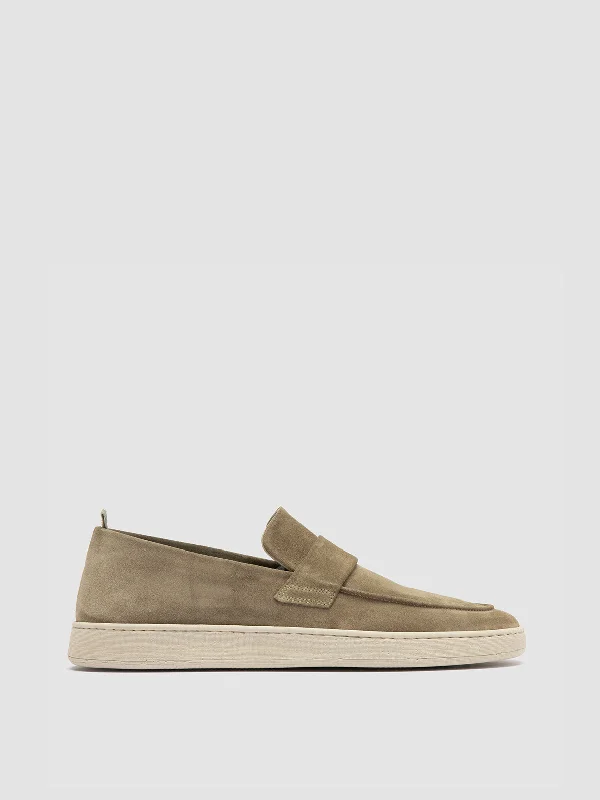 Men's loafers with a low - heeled designHERBIE 001 - Taupe Suede Penny Loafers