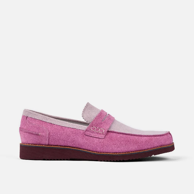 Men's loafers with a leather lining for comfortAbe Dusty Rose Suede Penny Loafers
