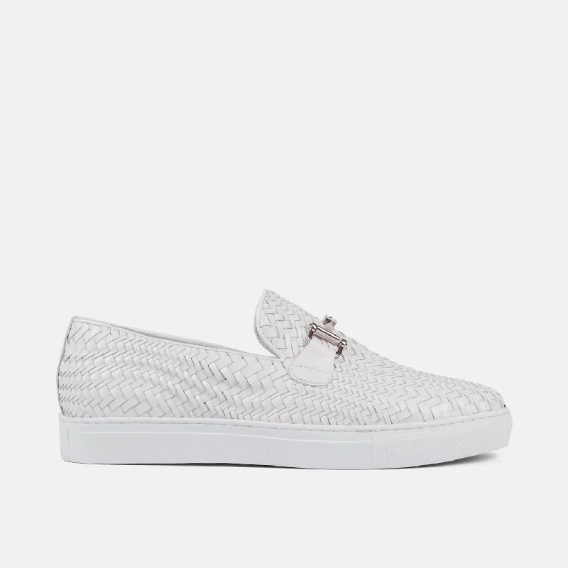 Men's loafers with a pointed toe for a stylish appearance Men's loafers with a pointed toe for a stylish appearance Men's loafers with a flexible sole for easy movementBoardwalk White Woven Leather Horse-Bit Sneakers Men's loafers with a pointed toe for a stylish appearance Men's loafers with a pointed toe for a stylish appearance Men's loafers with a flexible sole for easy movementBoardwalk White Woven Leather Horse-Bit Sneakers