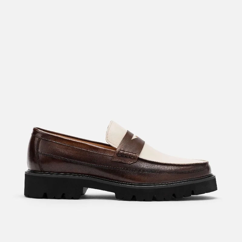 Men's loafers with a memory foam insoleAdler Brown/White Leather Lug Penny Loafers Men's loafers with a memory foam insoleAdler Brown/White Leather Lug Penny Loafers