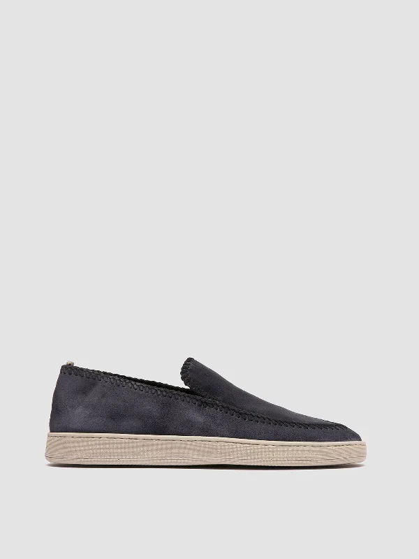 Men's loafers with a perforated leather upper for ventilationHERBIE 011 - Blue Suede Penny Loafers Men's loafers with a perforated leather upper for ventilationHERBIE 011 - Blue Suede Penny Loafers