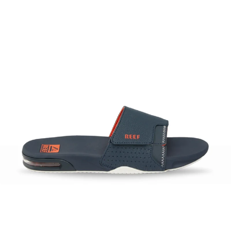 Men's sandals with a contrast stitching detailMen's sandals with a contrast stitching detailReef Men's Fanning Slide - Navy/Orange/White Men's sandals with a contrast stitching detailMen's sandals with a contrast stitching detailReef Men's Fanning Slide - Navy/Orange/White