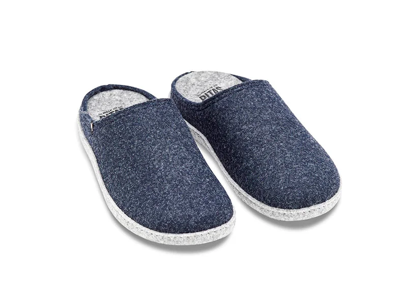 Men's loafers with a removable insole for cleaningWomen's non-slip navy blue soft recycled felt mule slippers, 100% recycled materials Men's loafers with a removable insole for cleaningWomen's non-slip navy blue soft recycled felt mule slippers, 100% recycled materials