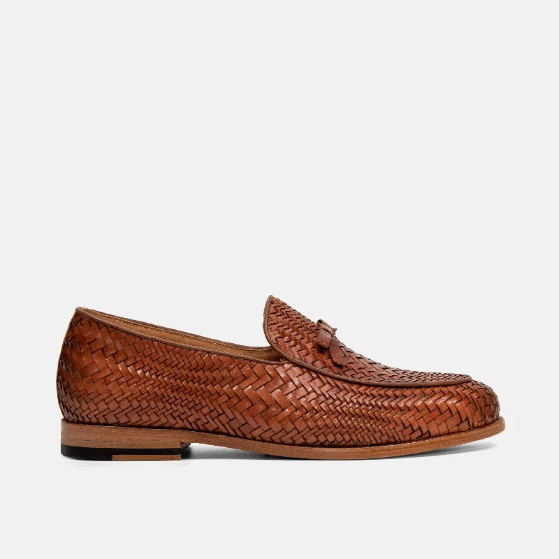 Men's loafers with a tassel front for a classic look Men's loafers with a tassel front for a classic look Men's loafers with a stretchy side panel for a better fitOdell Caramel Woven Leather Belgian Loafers Men's loafers with a tassel front for a classic look Men's loafers with a tassel front for a classic look Men's loafers with a stretchy side panel for a better fitOdell Caramel Woven Leather Belgian Loafers