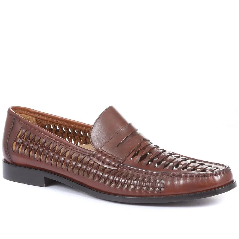 Men's loafers with a leather lining for comfortRiverside Woven Leather Loafers - RIVERSIDE / 319 873