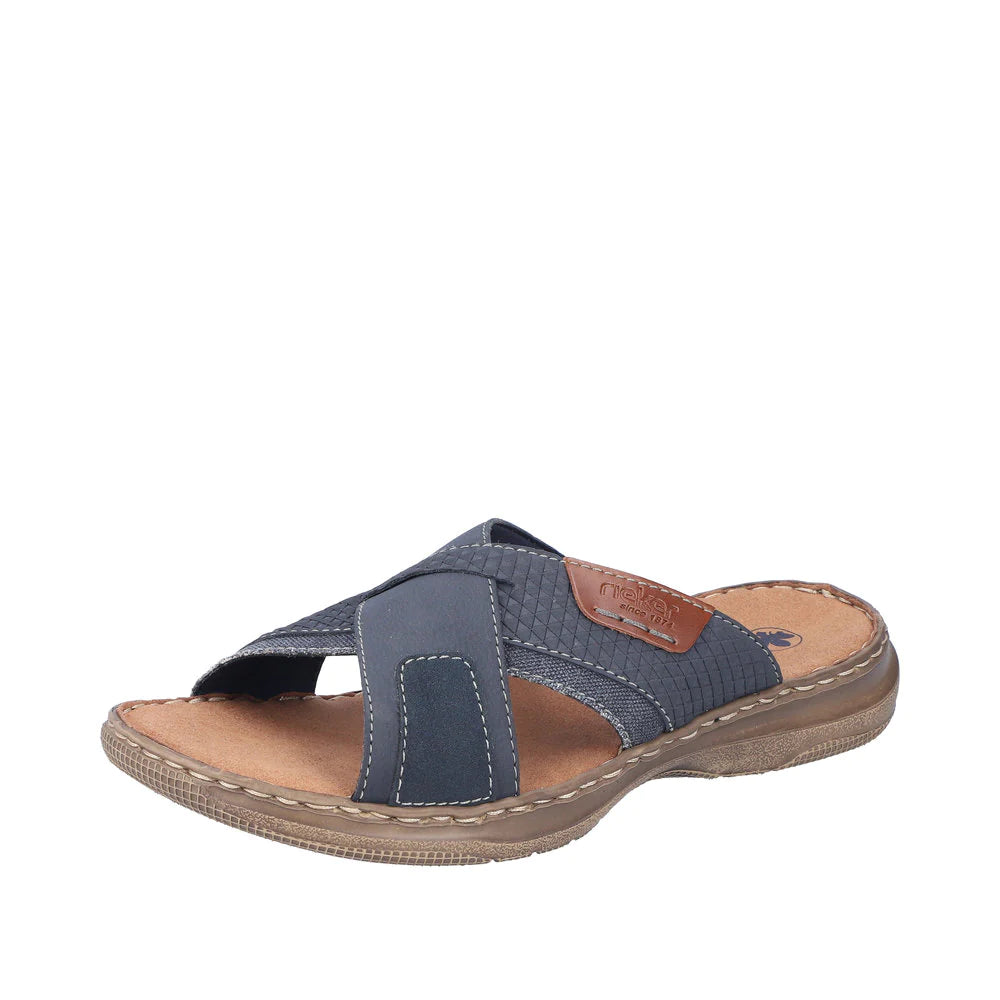 Men's leather sandals with an adjustable strapMen's leather sandals with an adjustable strap21491-14 Navy Slide Men's leather sandals with an adjustable strapMen's leather sandals with an adjustable strap21491-14 Navy Slide