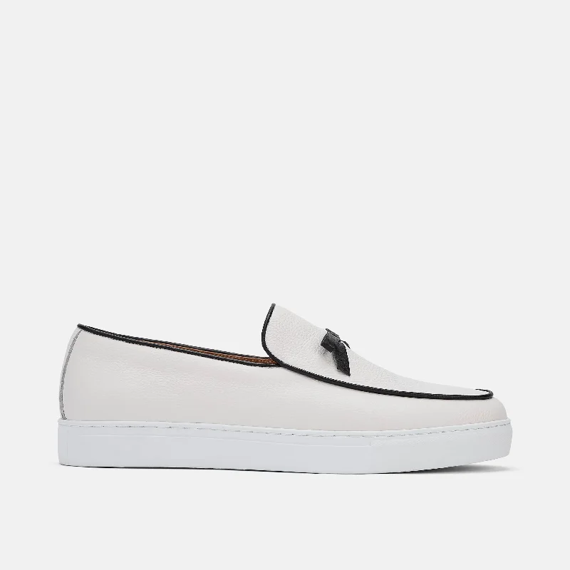 Men's loafers with a memory foam insoleOdell White Leather Belgian Loafer Sneakers Men's loafers with a memory foam insoleOdell White Leather Belgian Loafer Sneakers