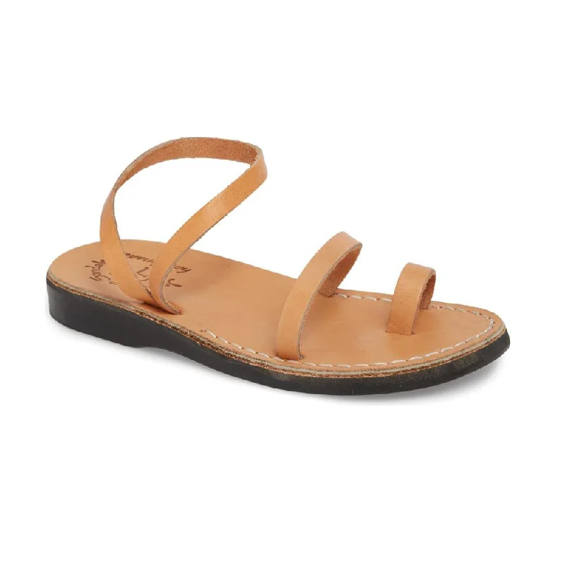 Men's sandals with a leather lining for comfortElla - Leather Ankle Strap Flat Sandal | Tan Men's sandals with a leather lining for comfortElla - Leather Ankle Strap Flat Sandal | Tan