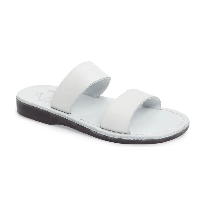 Men's sandals with a cushioned footbedAviv - Leather Wide Strap Sandal | White