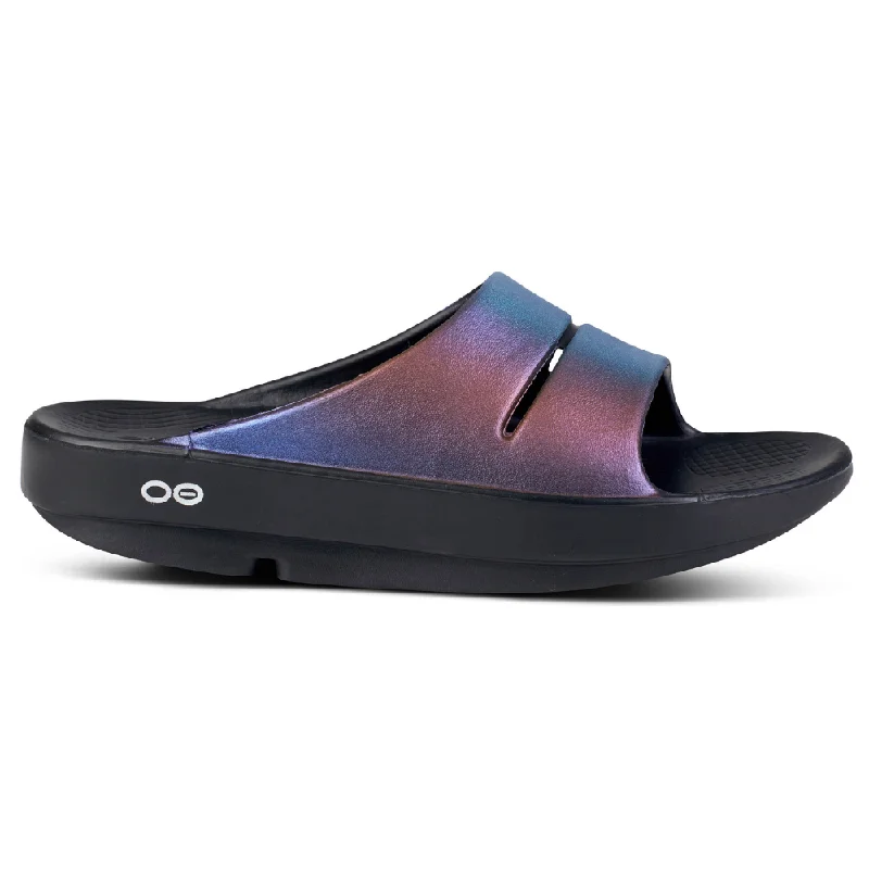 Men's sandals with a cushioned footbedMen's sandals with a cushioned footbedOOFOS OOahh Luxe Slide Midnight Spectre Sandal (Unisex)
