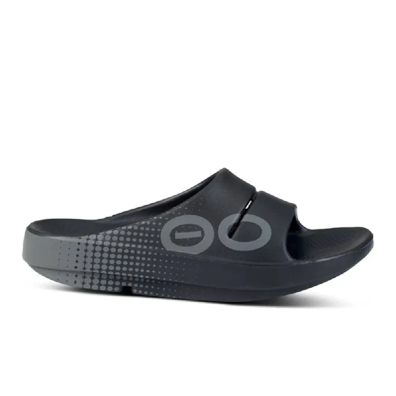 Men's sandals with a stretchy strap for a better fitMen's sandals with a stretchy strap for a better fitOOFOS OOahh Sport Slide - Black Matrix Men's sandals with a stretchy strap for a better fitMen's sandals with a stretchy strap for a better fitOOFOS OOahh Sport Slide - Black Matrix