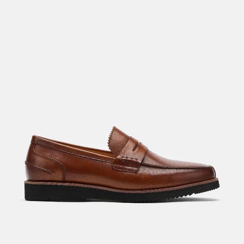 Slip - on men's loafers for easy wearAbe Mahogany Leather Penny Loafers