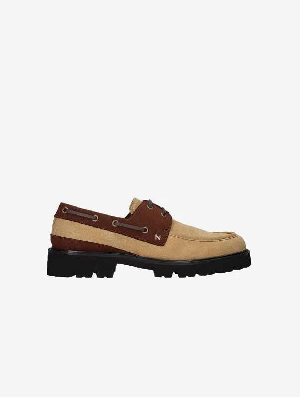 Men's loafers with a cushioned footbedDario Men's Vegan Suede Boat Shoes | Beige