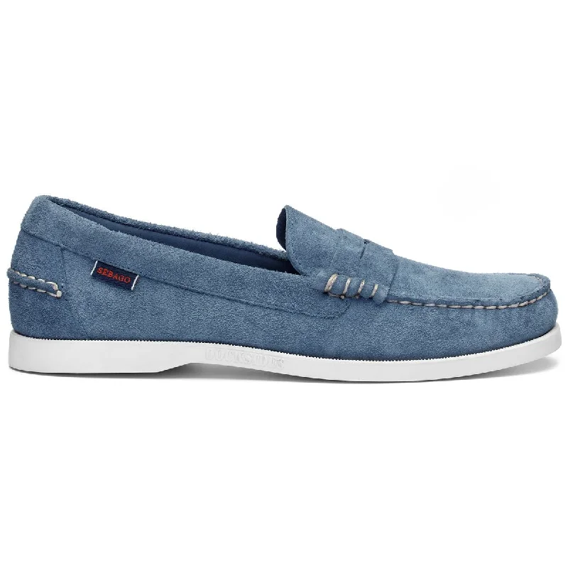 Men's loafers with a moc - toe designDan Boat Roughout - Indigo