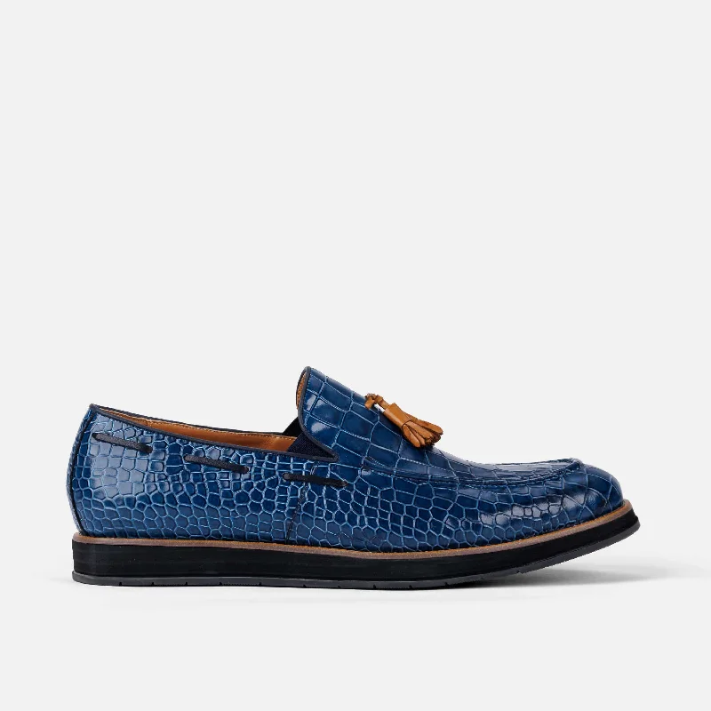 Men's leather loafers with a penny slot Men's leather loafers with a penny slot Men's loafers with a low - heeled designApollo Blue Crocskin Tassel Loafers Men's leather loafers with a penny slot Men's leather loafers with a penny slot Men's loafers with a low - heeled designApollo Blue Crocskin Tassel Loafers