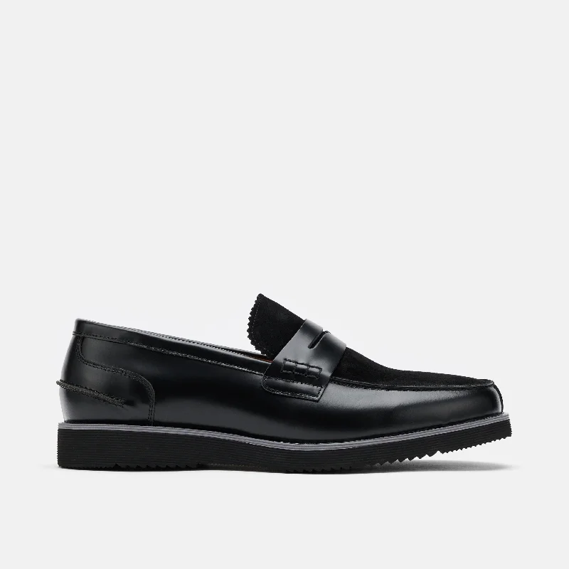 Men's loafers with a tassel front for a classic lookAbe Black Leather Penny Loafers Men's loafers with a tassel front for a classic lookAbe Black Leather Penny Loafers