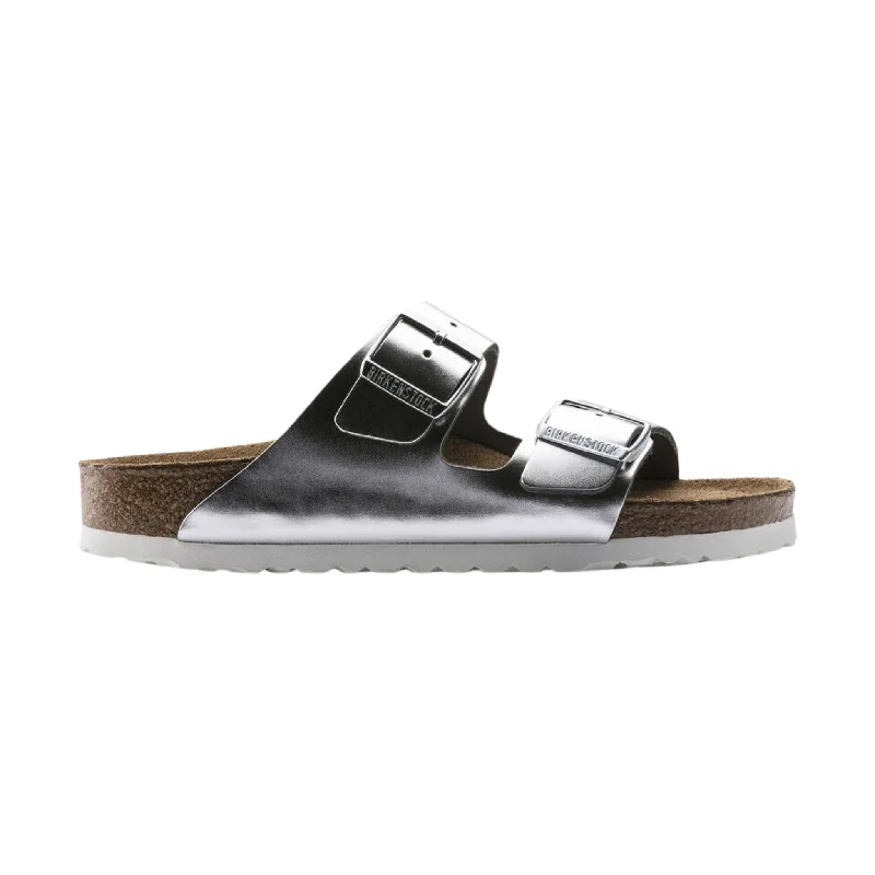 Men's sandals with a decorative buckle or charmMen's sandals with a decorative buckle or charmBrikenstock Arizona Soft Footbed Sandal - Metallic Silver Men's sandals with a decorative buckle or charmMen's sandals with a decorative buckle or charmBrikenstock Arizona Soft Footbed Sandal - Metallic Silver