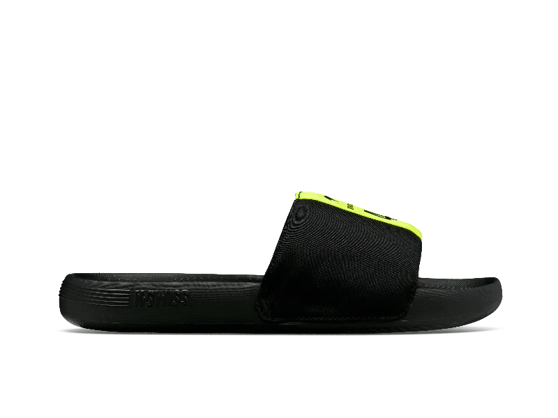 Men's sandals with a toe post designMen's sandals with a toe post design08951-071-M | SLIDE SANDAL LN X MCLAREN F1 TEAM | BLACK/SAFETY YELLOW
