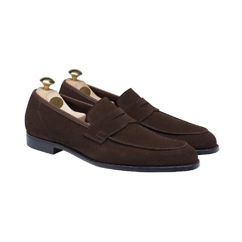 Men's loafers with a stretchy side panel for a better fitCadogan Dark Brown Calf Suede Men's loafers with a stretchy side panel for a better fitCadogan Dark Brown Calf Suede