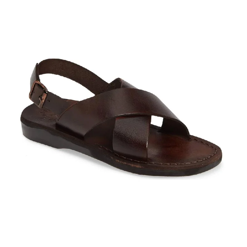 Men's sandals with a rubber sole for tractionElan Buckle - Leather Thick Strap Sandal | Brown Men's sandals with a rubber sole for tractionElan Buckle - Leather Thick Strap Sandal | Brown