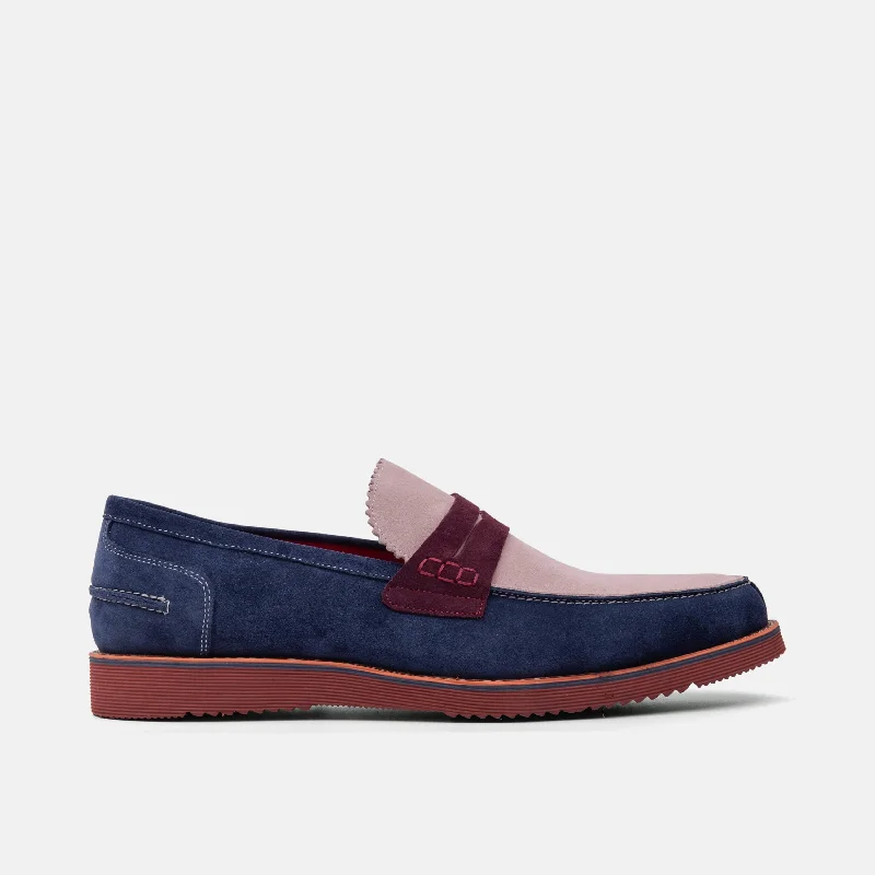 Men's loafers with a flexible sole for easy movementAbe Blue Earth Suede Penny Loafers