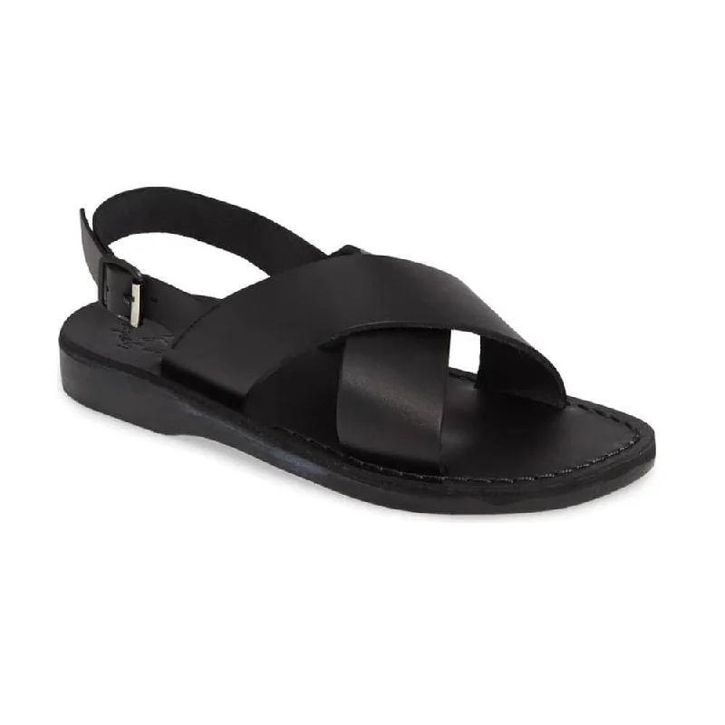 Men's sandals in a neutral color like black or brownElan Buckle - Leather Thick Strap Sandal | Black Men's sandals in a neutral color like black or brownElan Buckle - Leather Thick Strap Sandal | Black