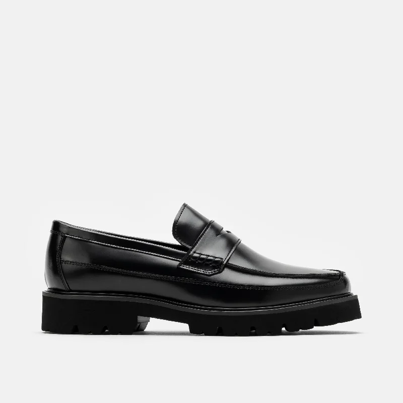 Men's loafers with a tassel front for a classic lookAdler Black Leather Lug Penny Loafers Men's loafers with a tassel front for a classic lookAdler Black Leather Lug Penny Loafers