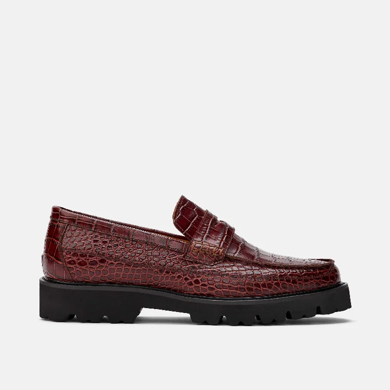 Men's leather loafers with a penny slot Men's leather loafers with a penny slot Men's loafers with a low - heeled designAdler Brandy Croc Leather Penny Loafers Men's leather loafers with a penny slot Men's leather loafers with a penny slot Men's loafers with a low - heeled designAdler Brandy Croc Leather Penny Loafers