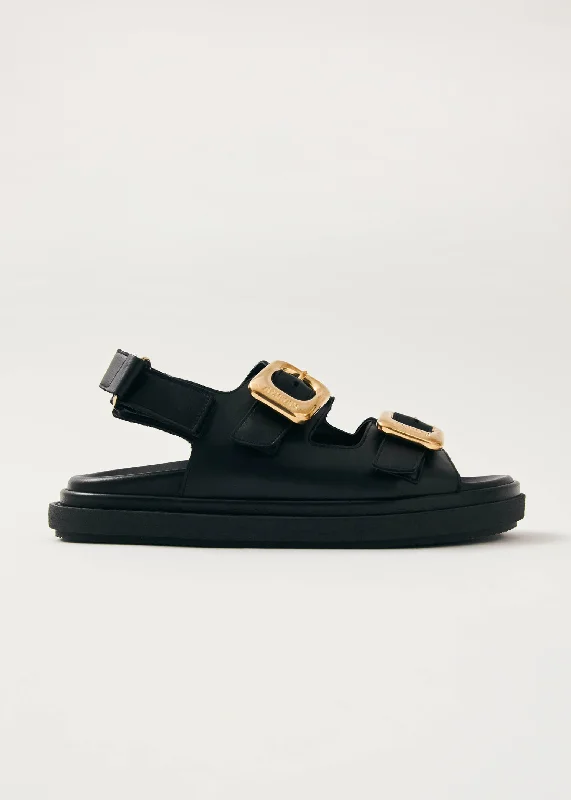 Men's sandals with a contrast stitching detail Men's sandals with a contrast stitching detail Daria Black Leather Sandals