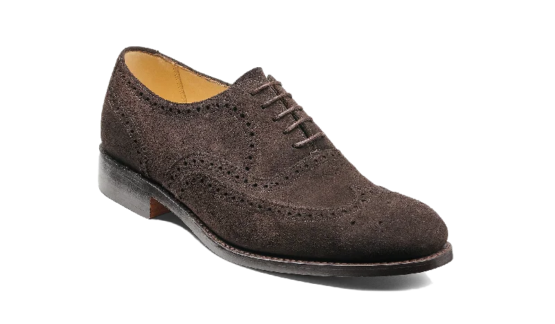 Men's leather Oxford shoes with a plain toe Malton - Ebano Suede
