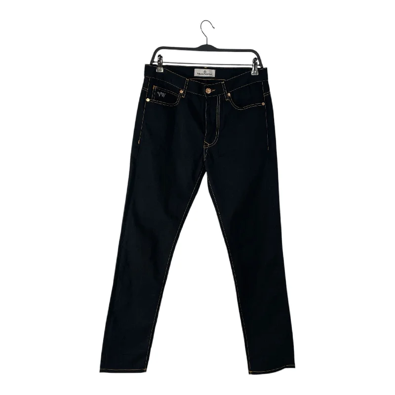 Vivienne Westwood/Skinny Pants/31/Cotton/BLK/YELLOW LOGO STITCHNG