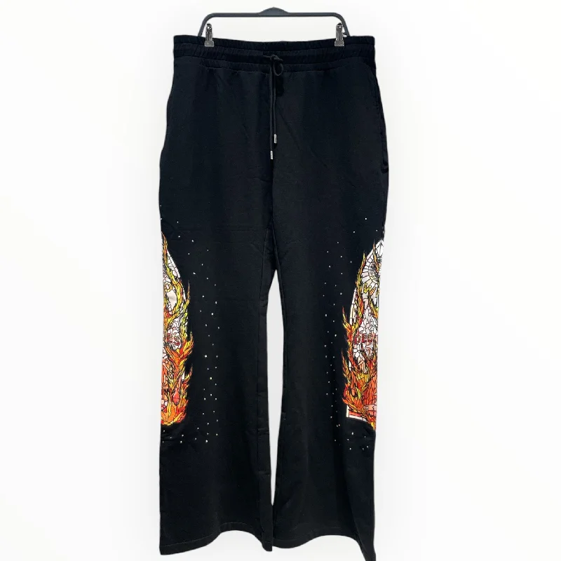 WHO DECIDES WAR/Bootcut Pants/38/Cotton/BLK/All Over Print/FLAME SWEATPANTS