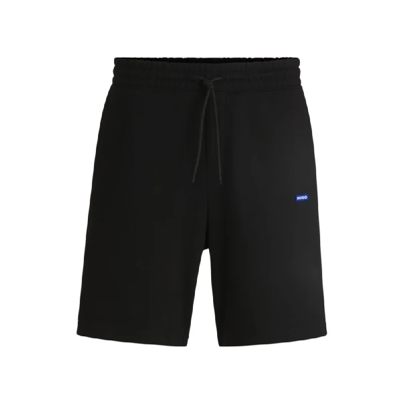 Cotton-terry shorts with blue logo patch