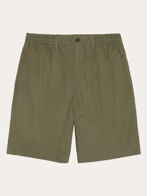 FIG loose poplin elastic waist string shorts - GOTS/Vegan - Burned Olive