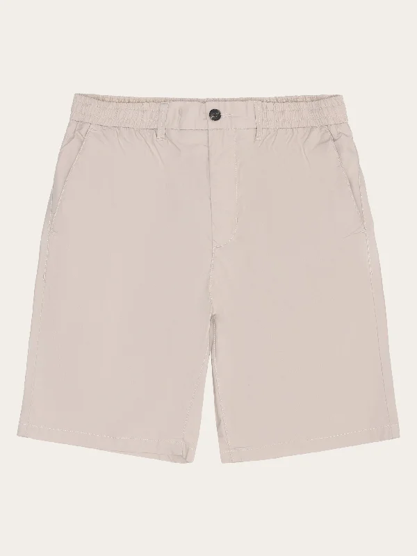 FIG loose poplin elastic waist string shorts - GOTS/Vegan - Light feather gray