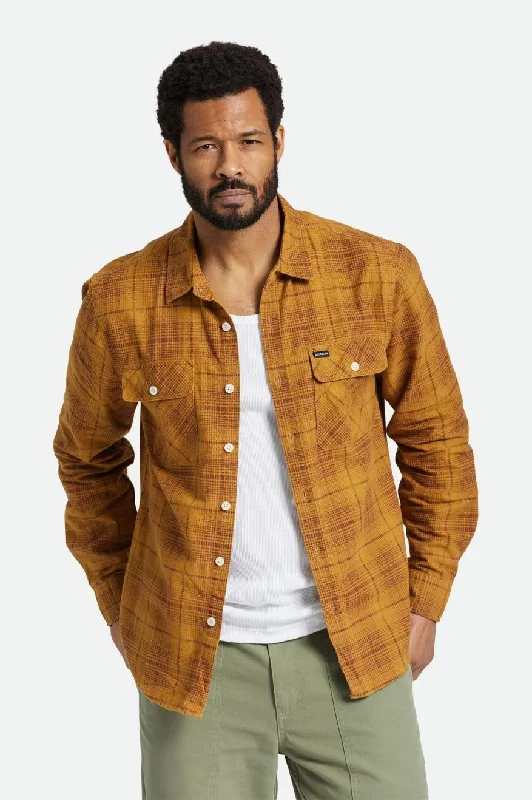 Bowery Summer Weight L/S Flannel - Mustard/Brown/Red Brown