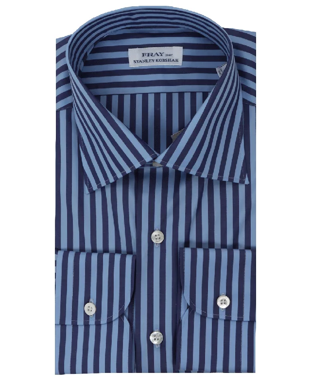 Deep Indigo Striped Byron Dress Shirt