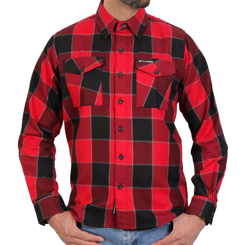 Hot Leathers FLM2019 Men's Red Black and Gray Long Sleeve Flannel Shirt