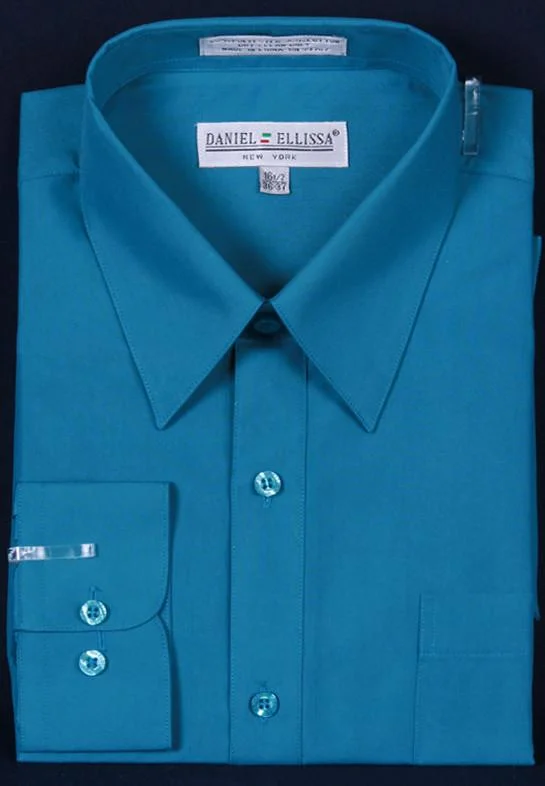 Men's Teal Blue Long Sleeve Dress Shirt