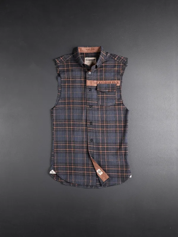 MIDWEIGHT FOREVER SLEEVELESS FLANNEL-NAVY