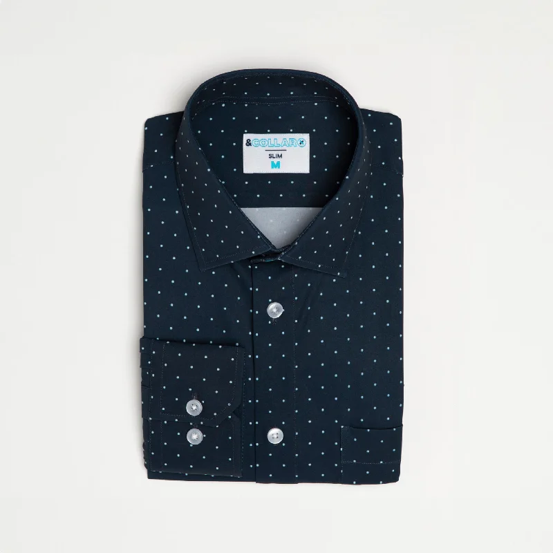 Range Shirt - Navy w/ White Polka Dots