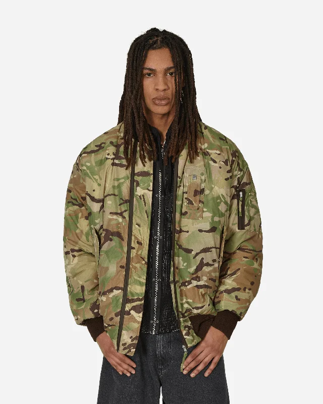 Oversized Camo Nylon Bomber Military Green