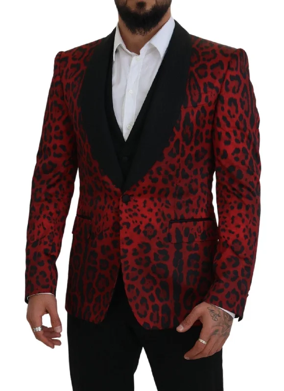 Dolce & Gabbana Radiant  Leopard Print Three Piece Men's Suit