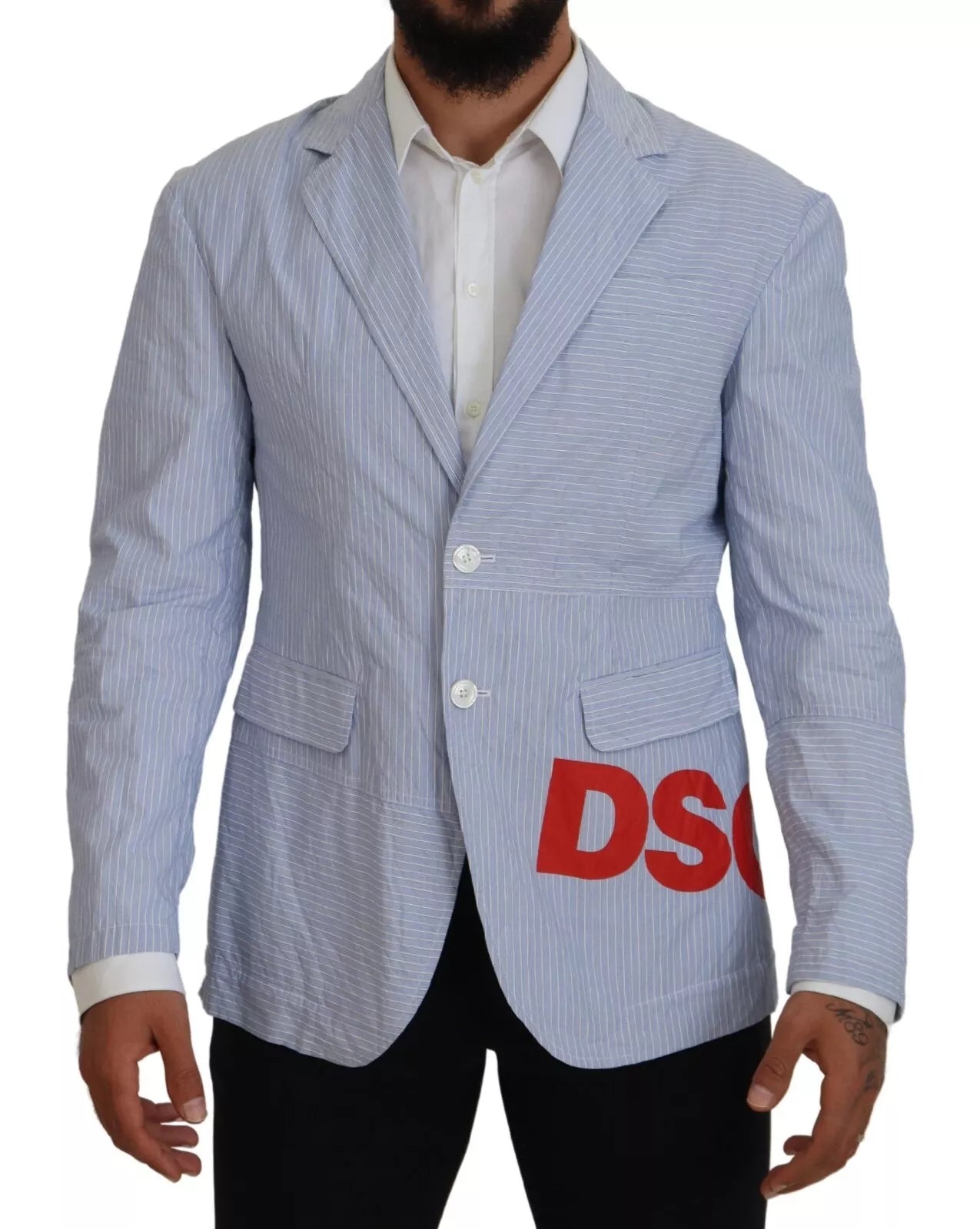 Dsqua²  Striped Single Breasted Formal Coat Men's Blazer