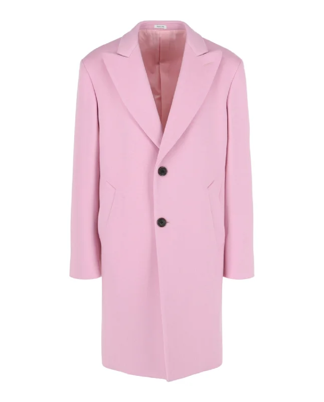 Peaked Lapel Wool Coat