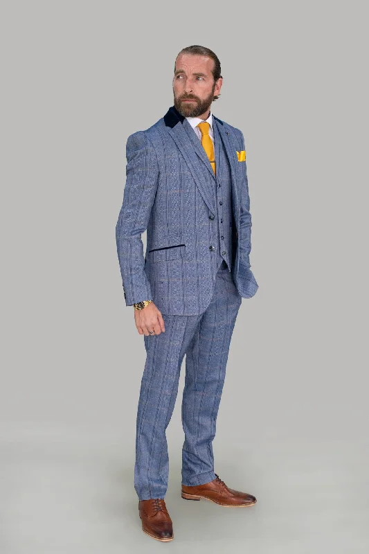 Connall Blue Tweed Check Blazer