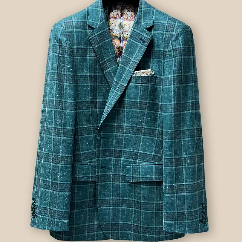 Westwood Hart Hunter Green with Navy and Brown Plaid Men's Sport Coat